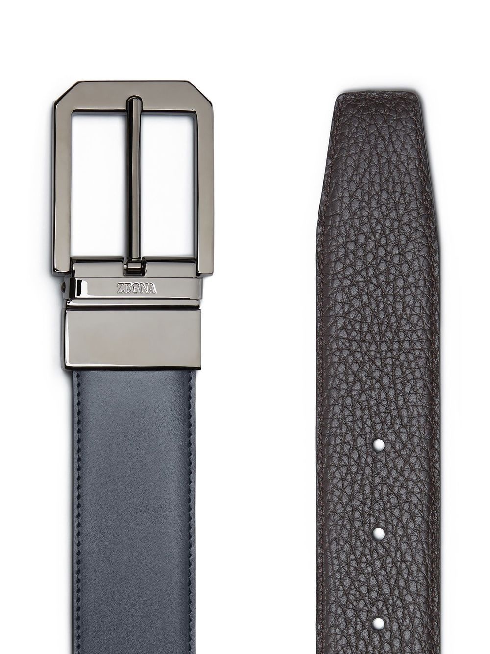 grained leather reversible belt - 2