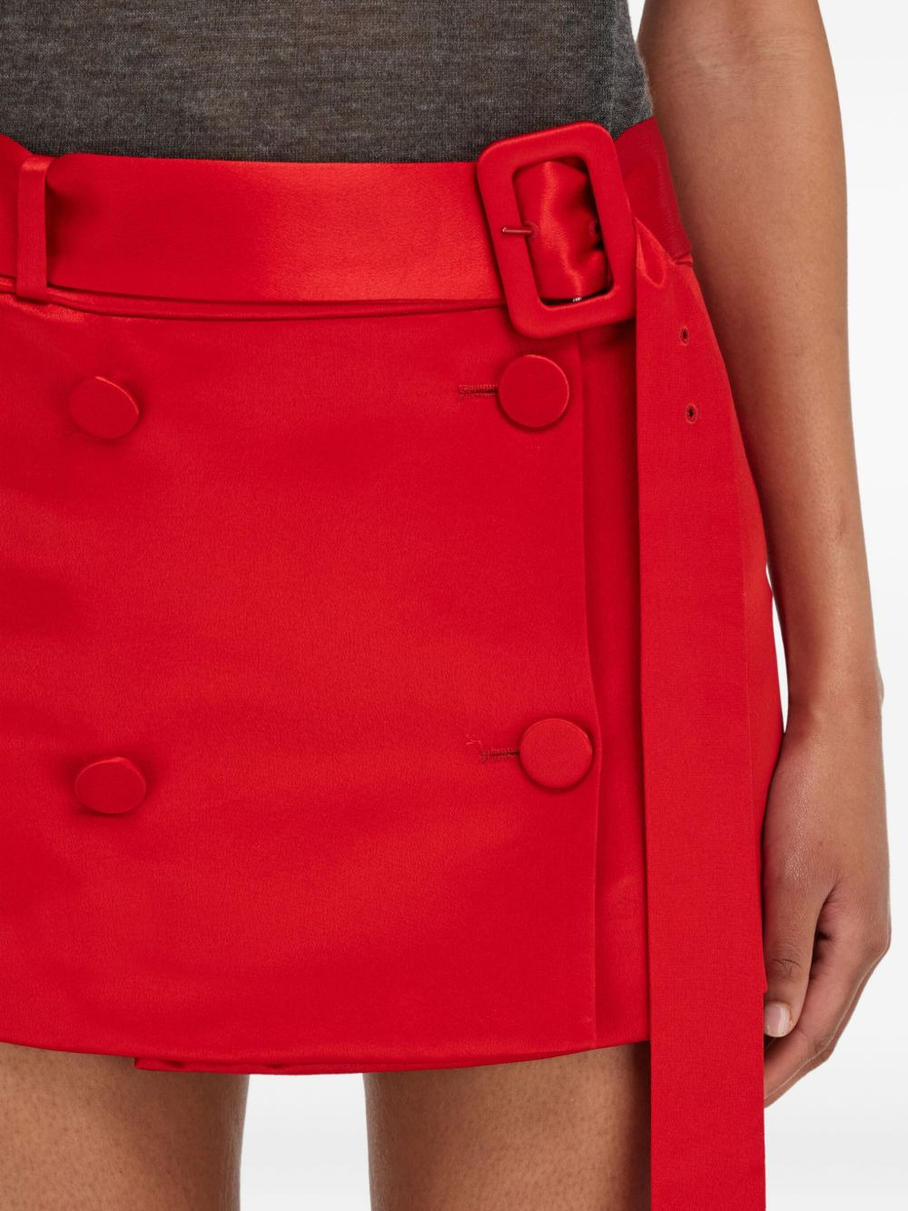 belted button-front mini skirt - 5