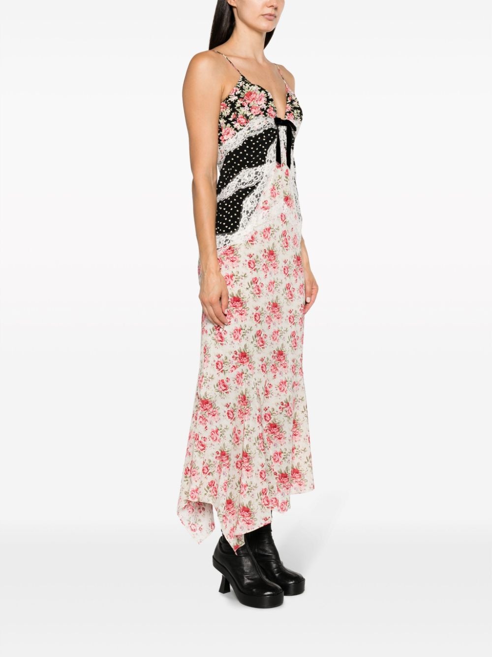 mix-print silk midi dress - 3