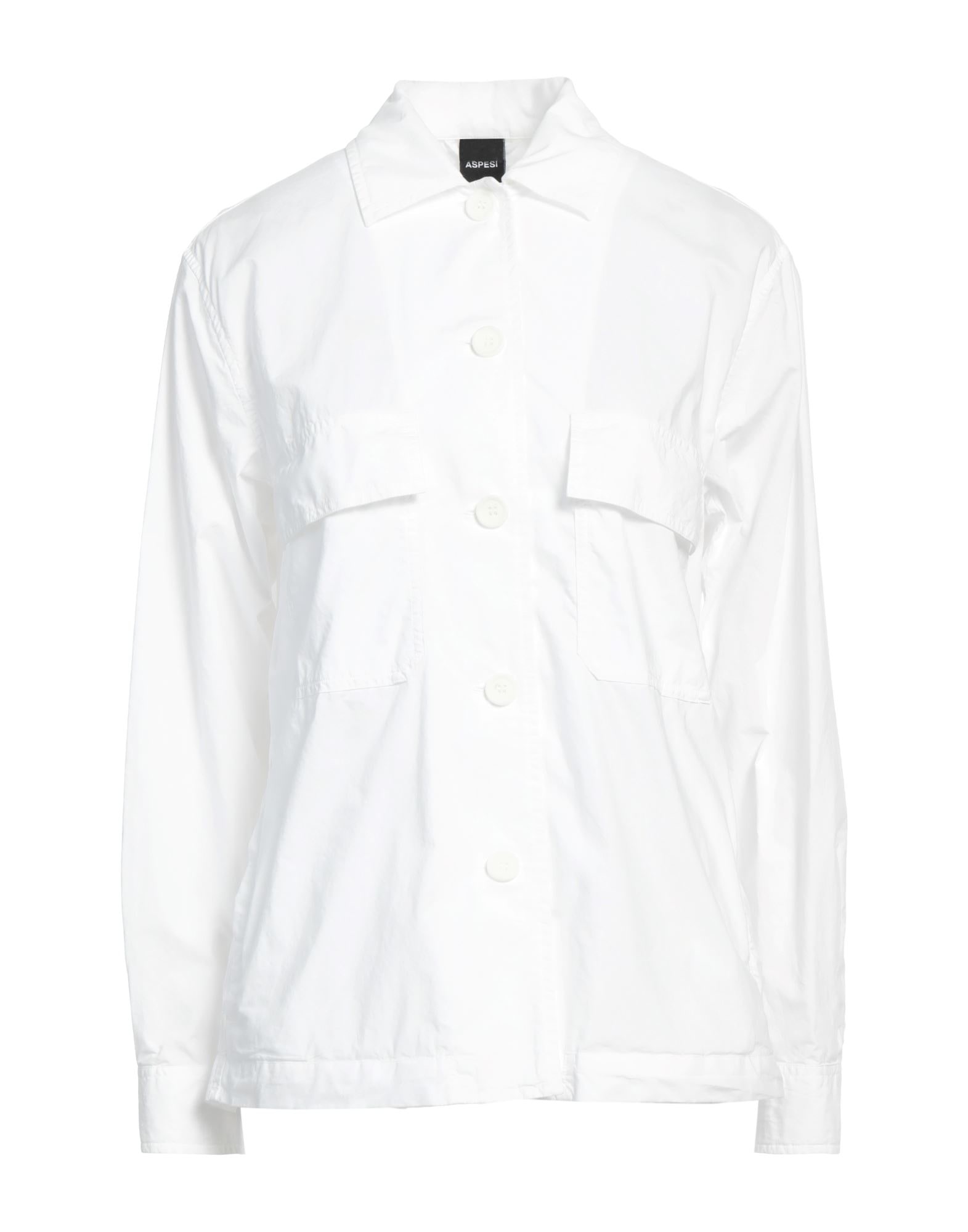 White Women's Solid Color Shirts & Blouses - 1