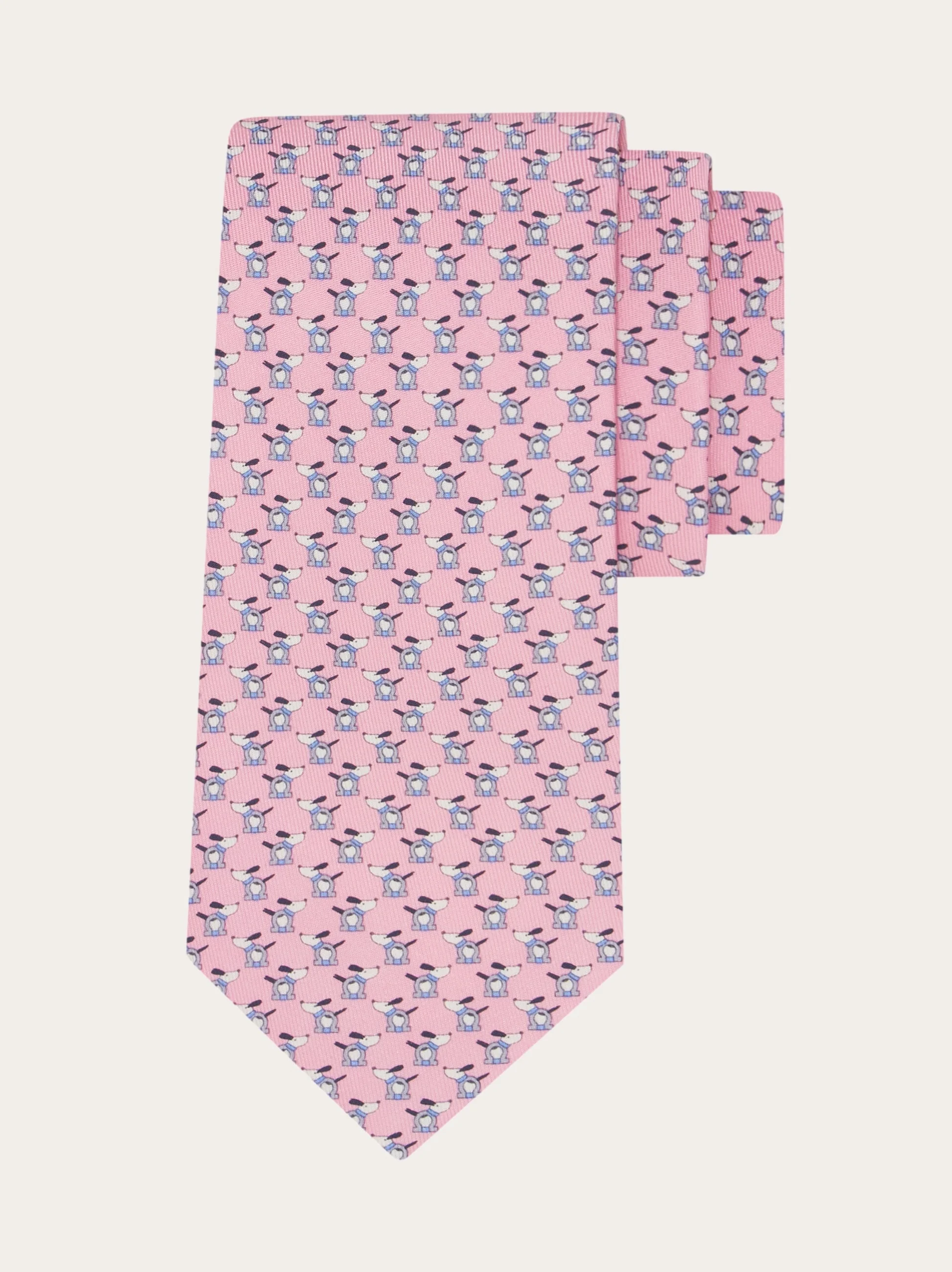 Printed silk tie with dogs and Gancios - 1