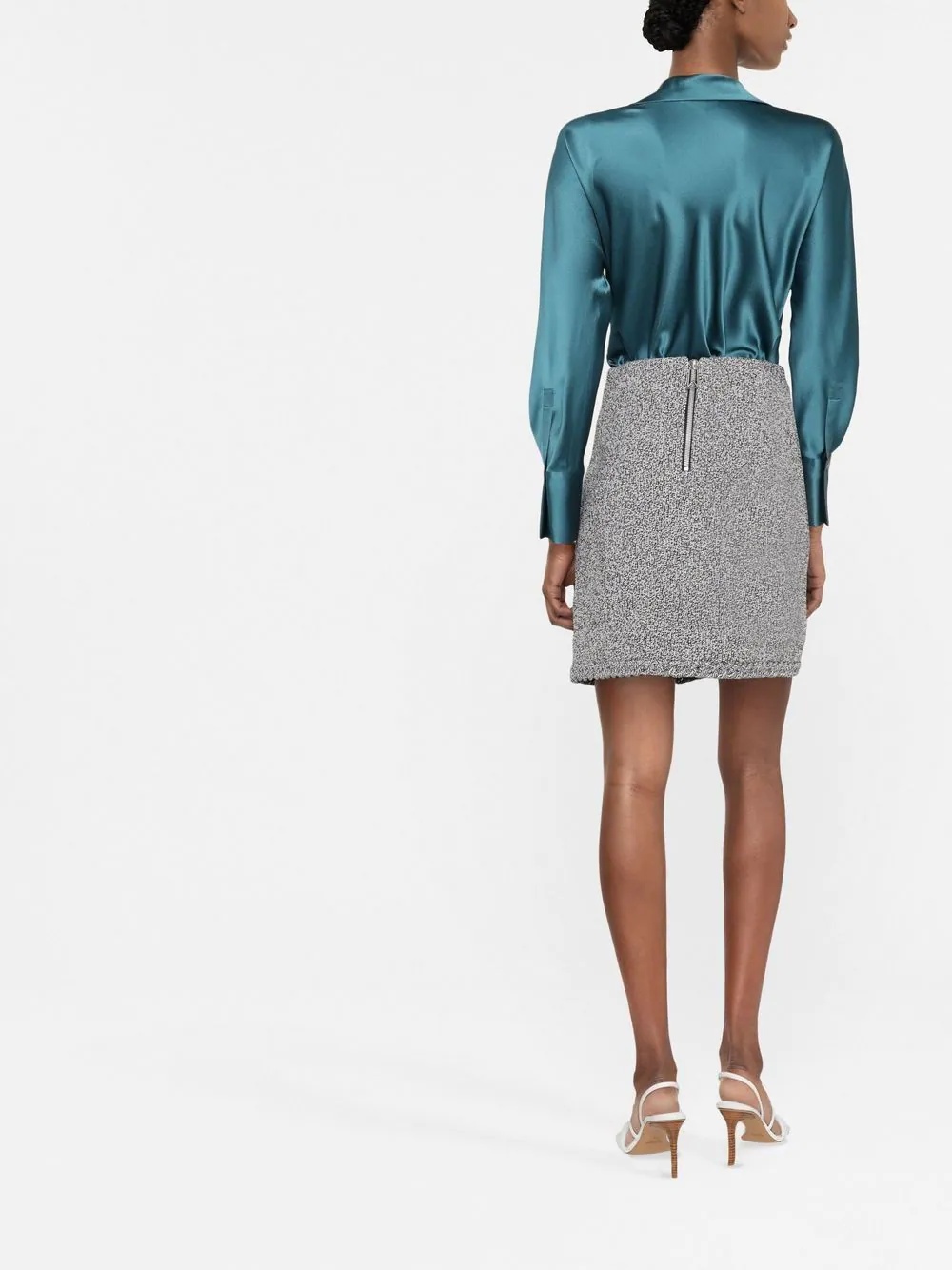 spread-collar silk shirt - 3