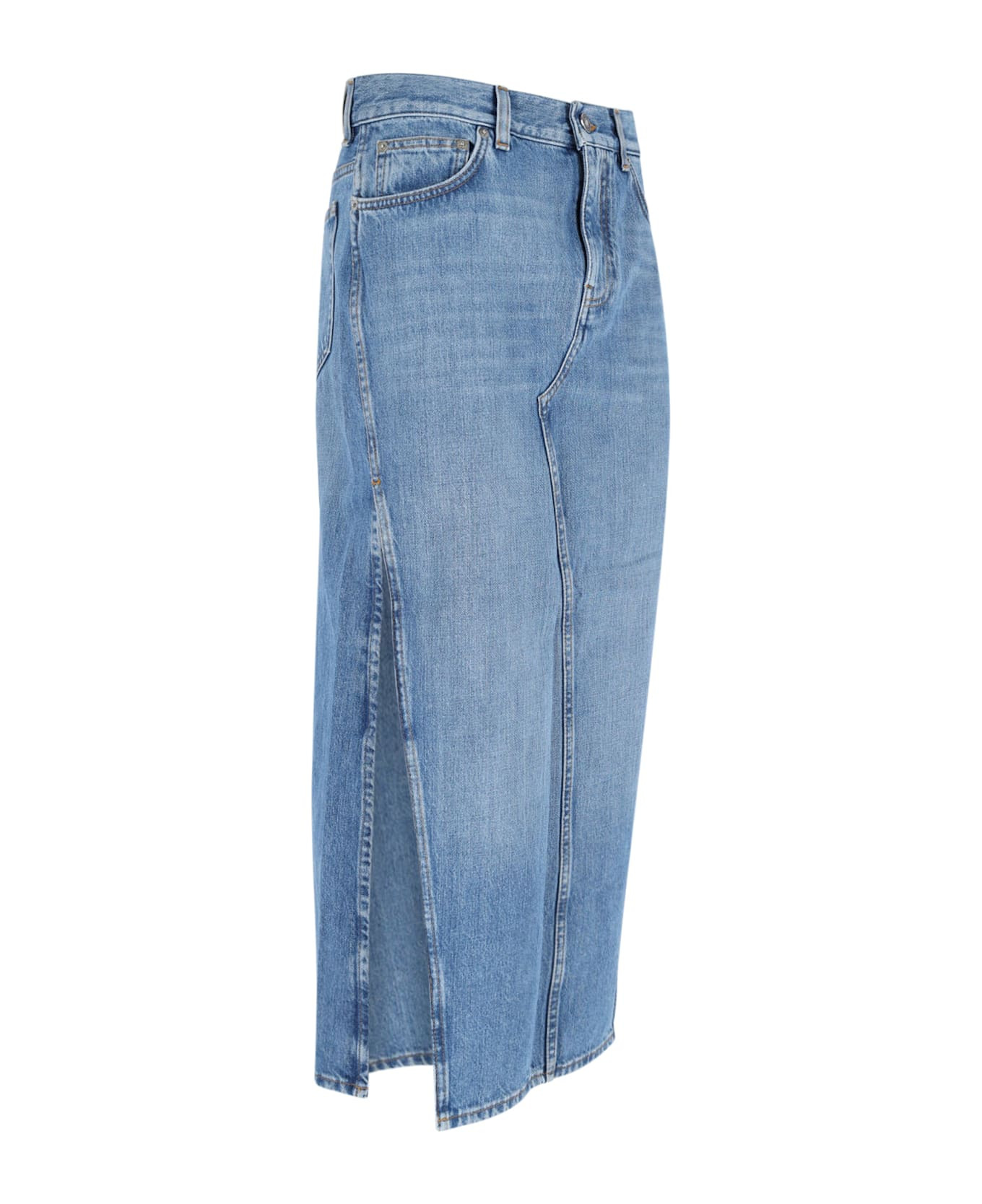 Denim Midi Skirt - 3