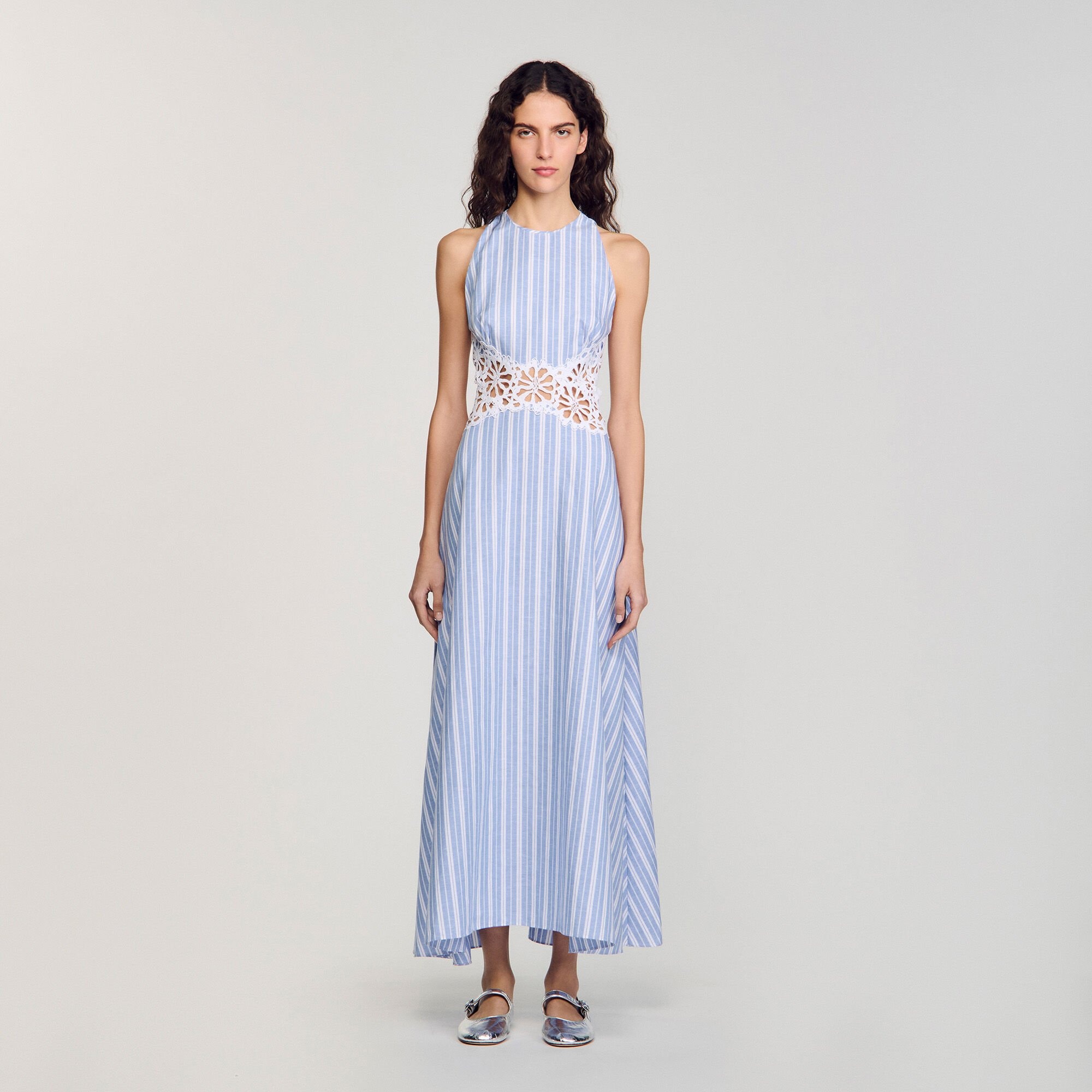 STRIPED MAXI DRESS WITH LACE - 2