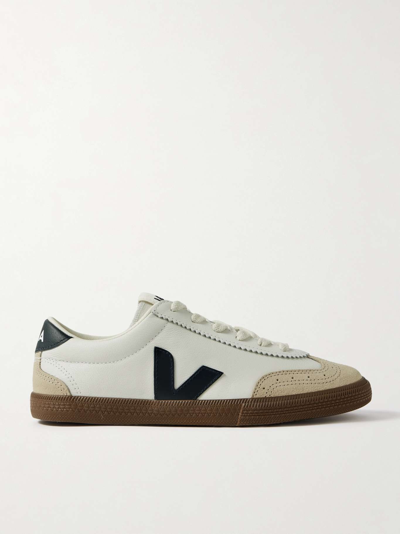 Volley suede-trimmed leather sneakers - 1