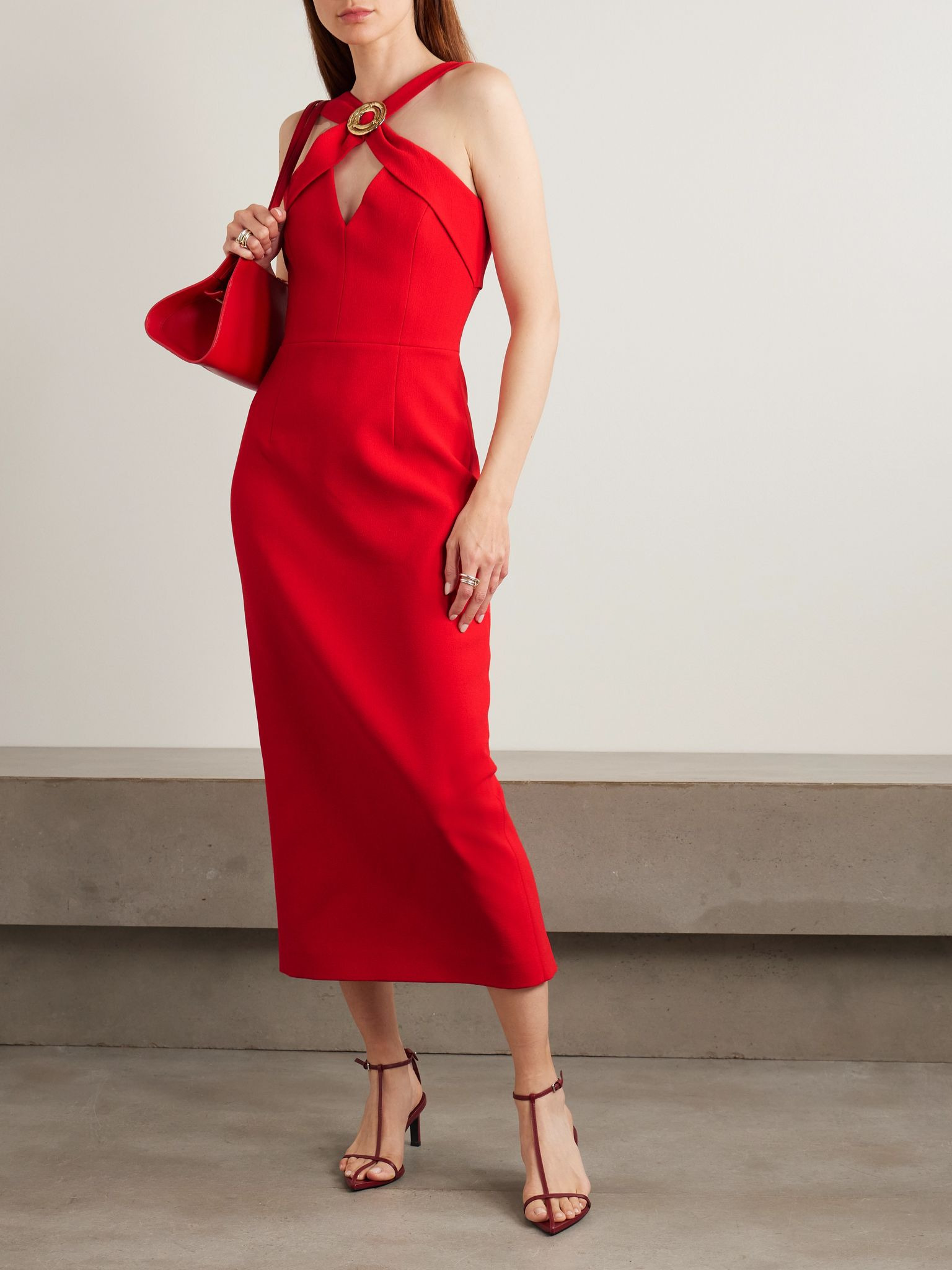 Cameron embellished crepe midi dress Red - 2