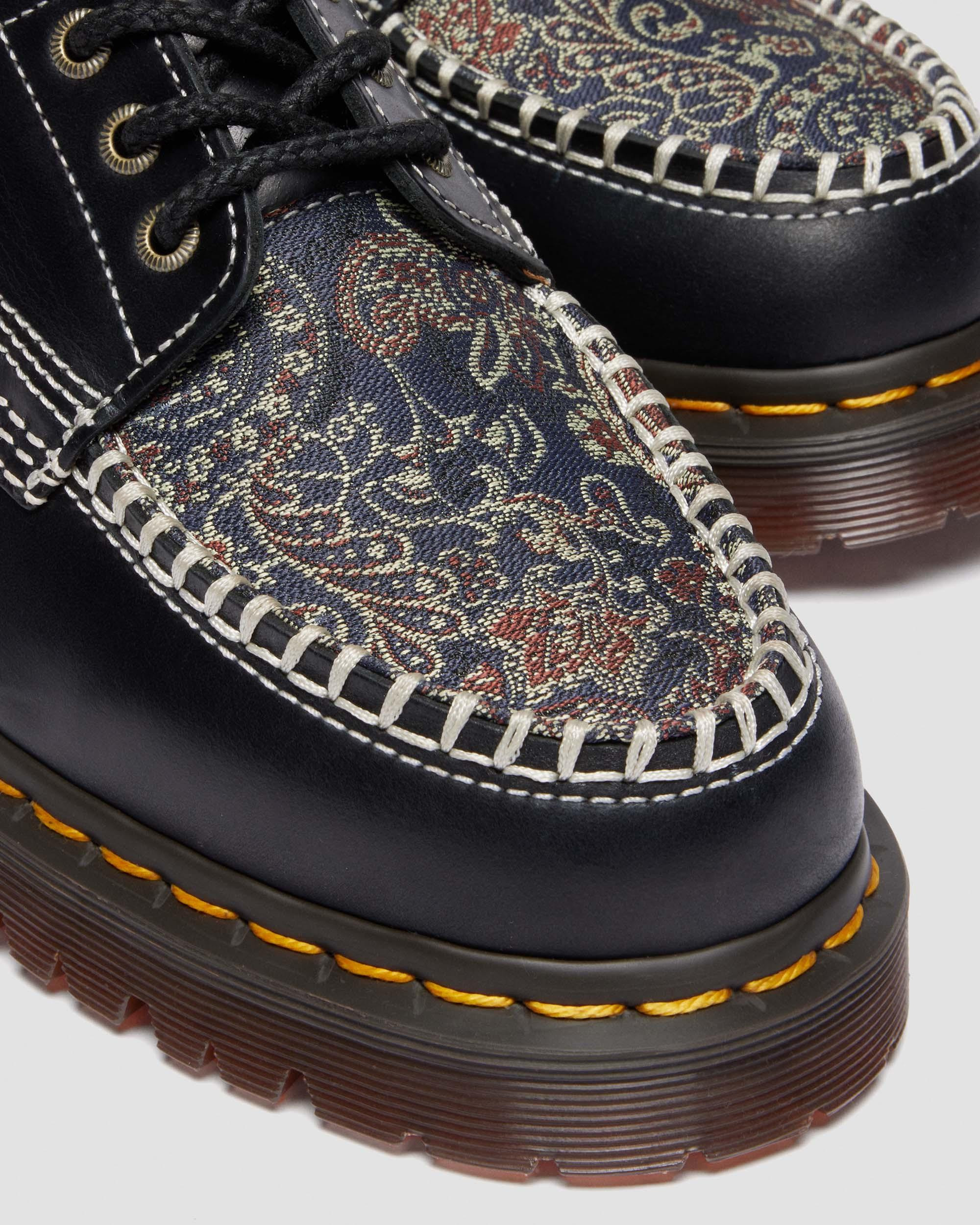 Lowell Leather & Jacquard Lace Up Moc Toe Shoes - 7