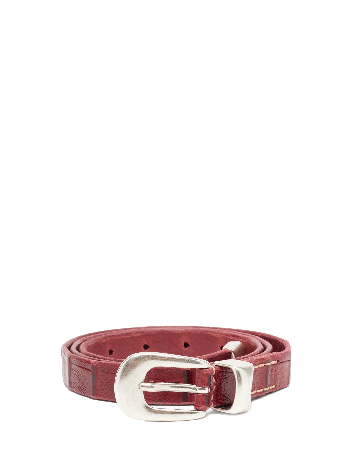 Crocodile-effect leather belt - 1