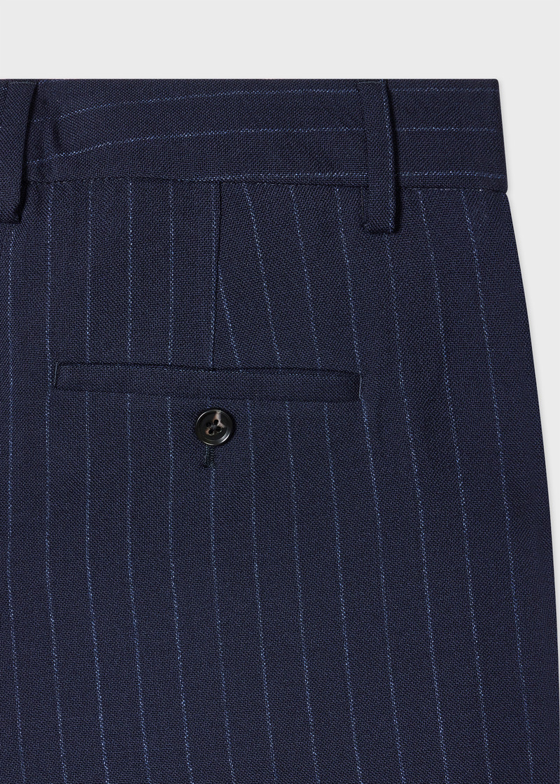 Women's Navy Stripe Collarless Suit 6