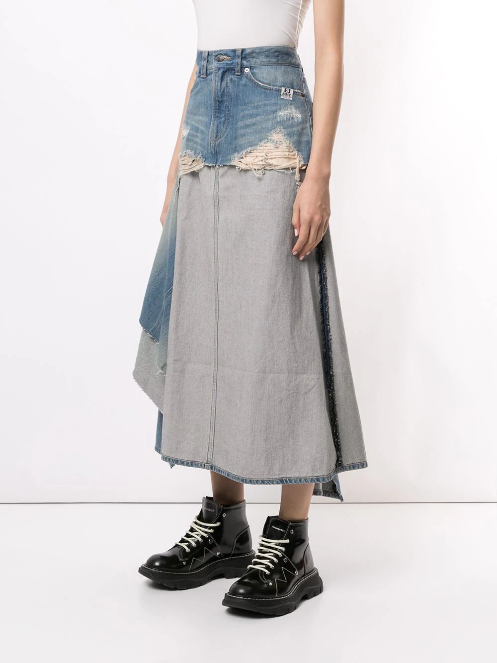 distressed layered effect skirt - 3