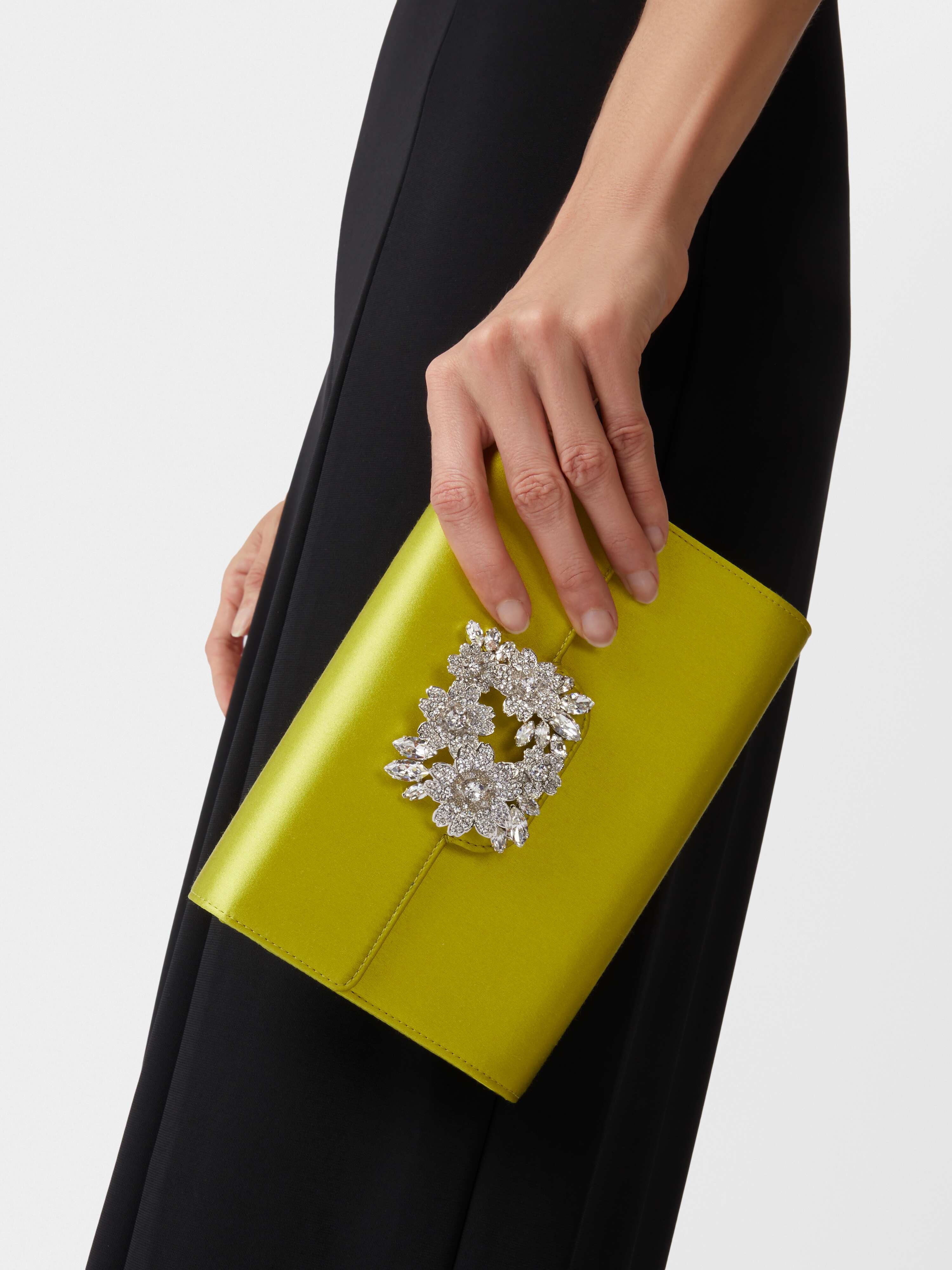 RV Bouquet Strass Buckle Mini Clutch Bag in Satin - 8