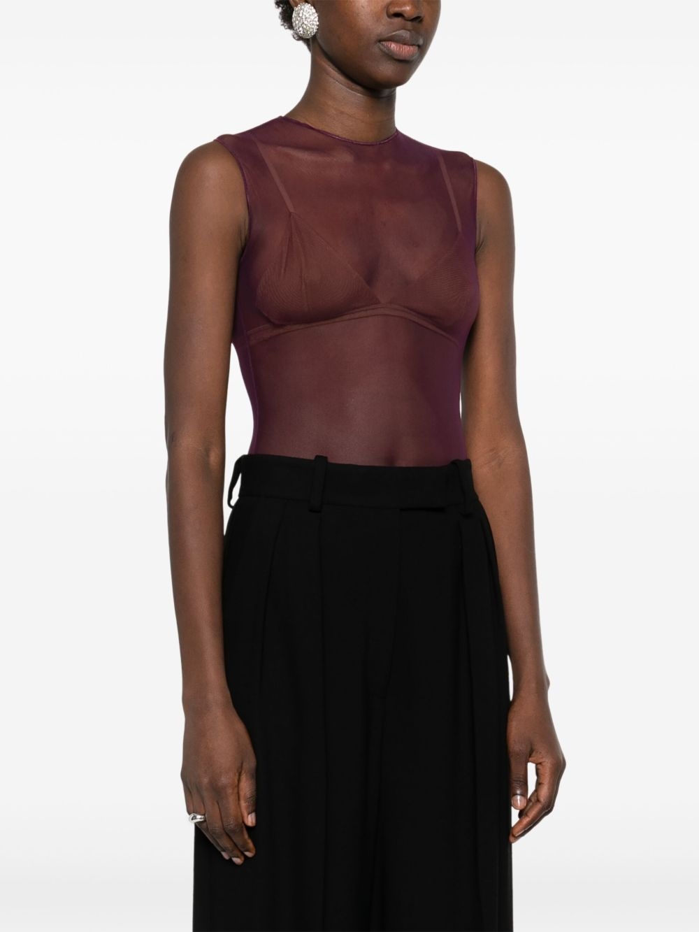 crew-neck mesh bodysuit - 3