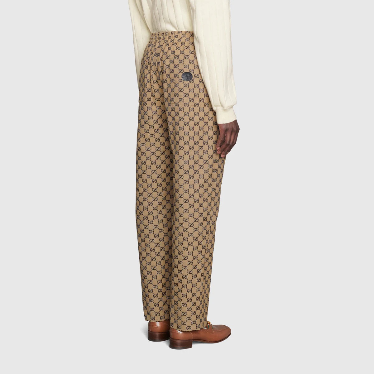 GG canvas pant with leather Interlocking G - 4