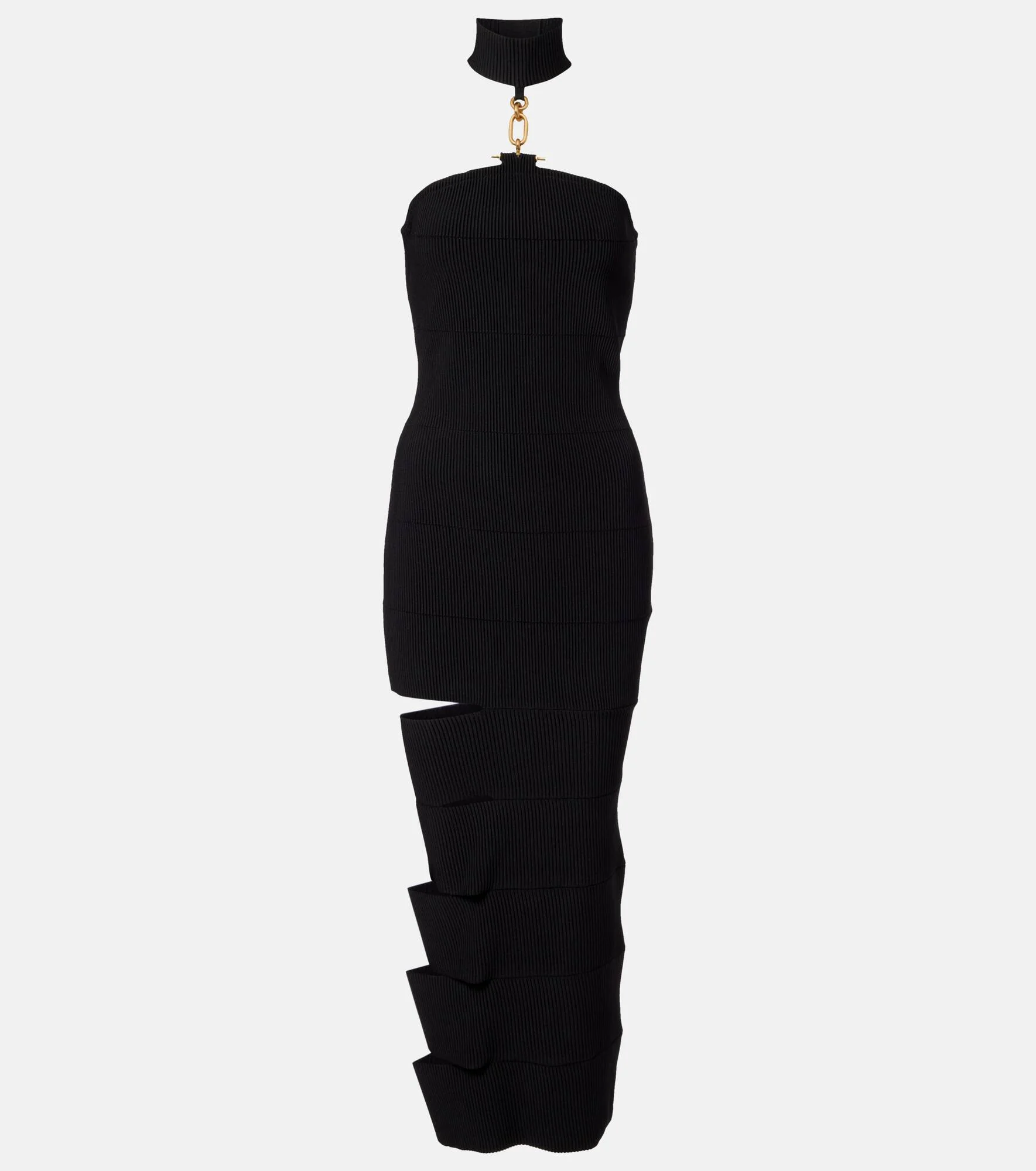 Cutout ribbed-knit gown - 1