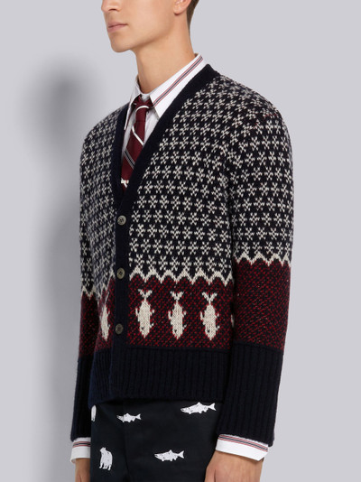 Thom Browne Multicolor Bear Fair Isle Mohair Tweed Jacquard Oversized Fit V-Neck Cardigan outlook