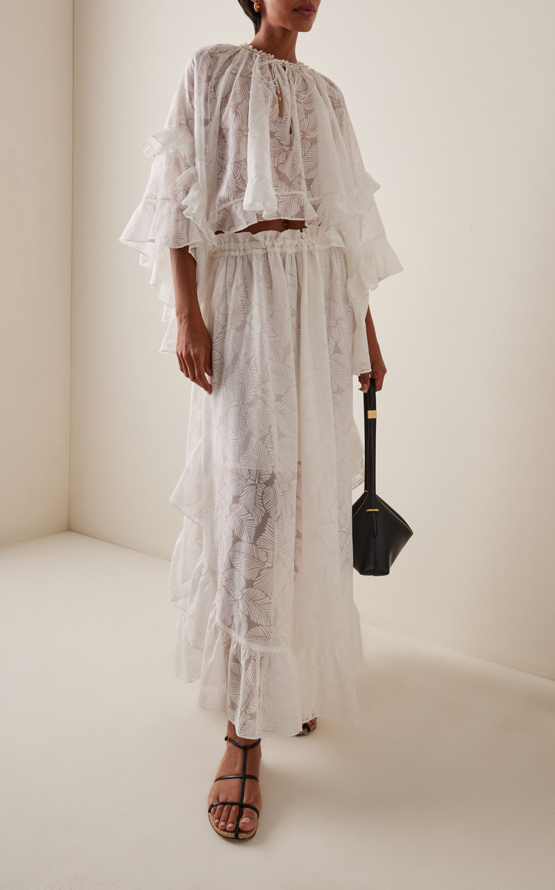 Zimmermann Daylight Ruffled Maxi Skirt ivory outlook