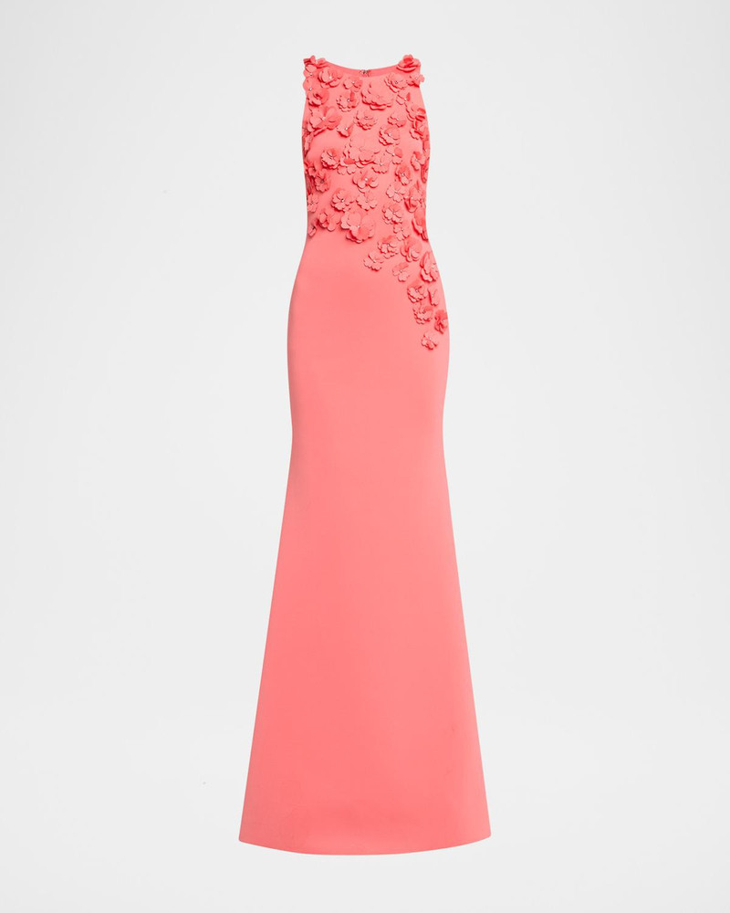 3D Floral Scuba Gown 1