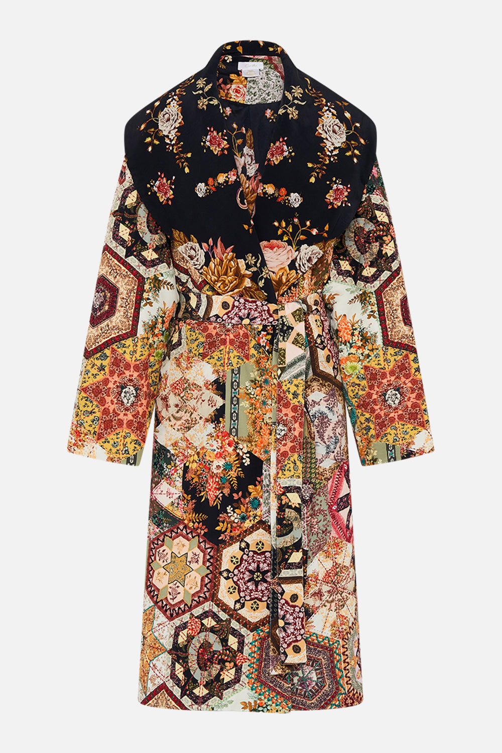QUILTED LONG WRAP COAT - 1