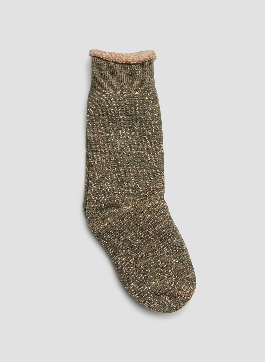Rototo Double Face Crew Sock in Green/Brown - 3