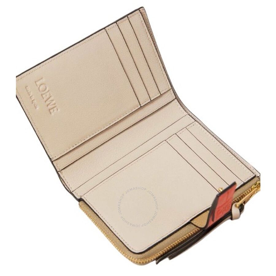 Loewe Slim Zip Bifold Compact Wallet - Clay Green/Vivid Orange - 3