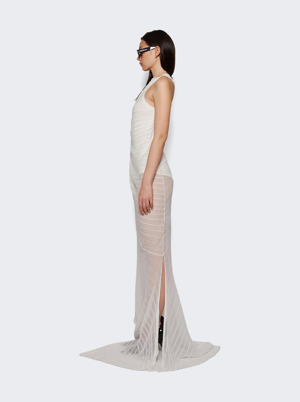 Sleeveless Gathered Detail Dress White - 3