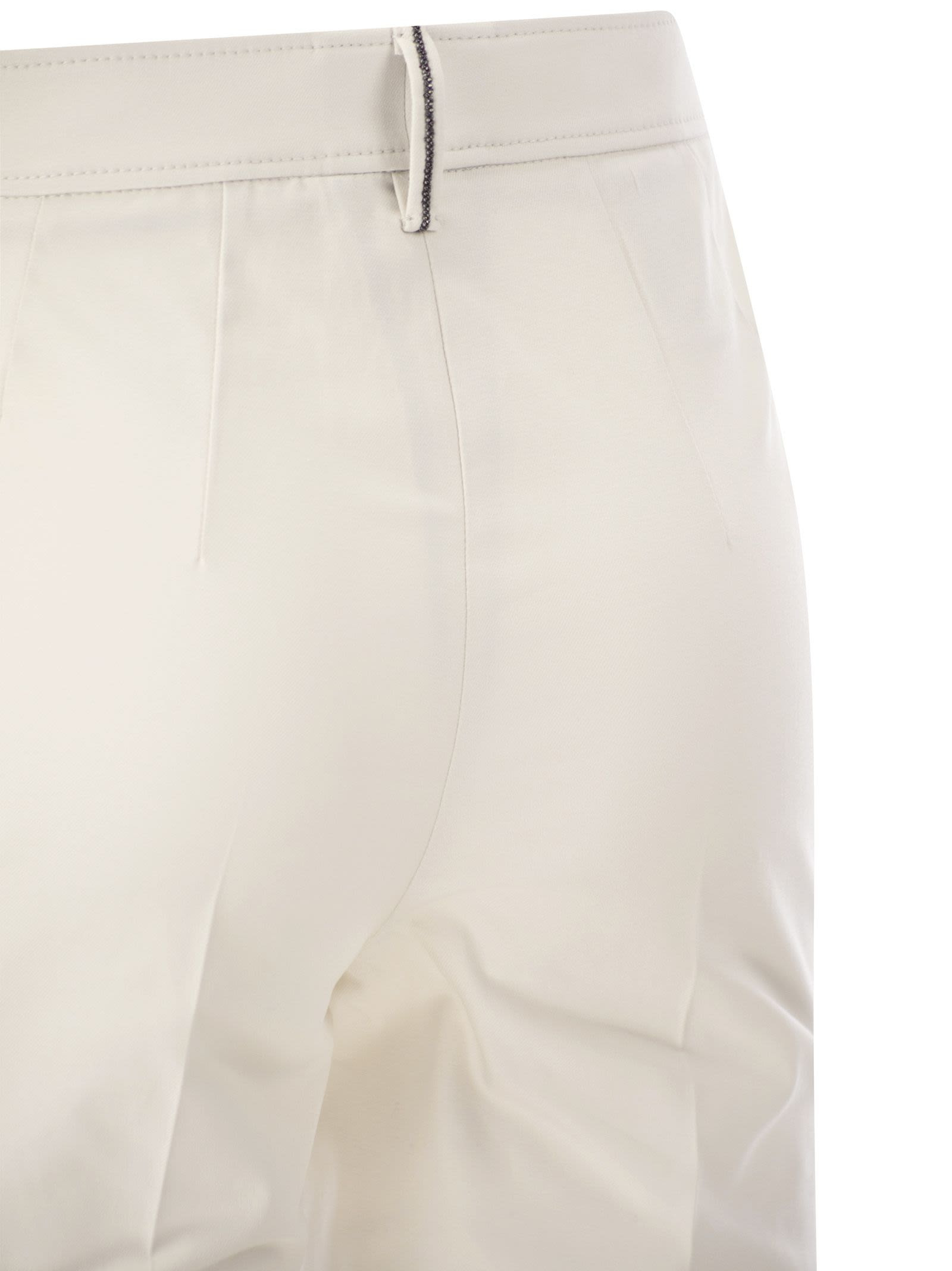 Brunello Cucinelli Women Cotton Twill Capri Trousers With Necklace - 4