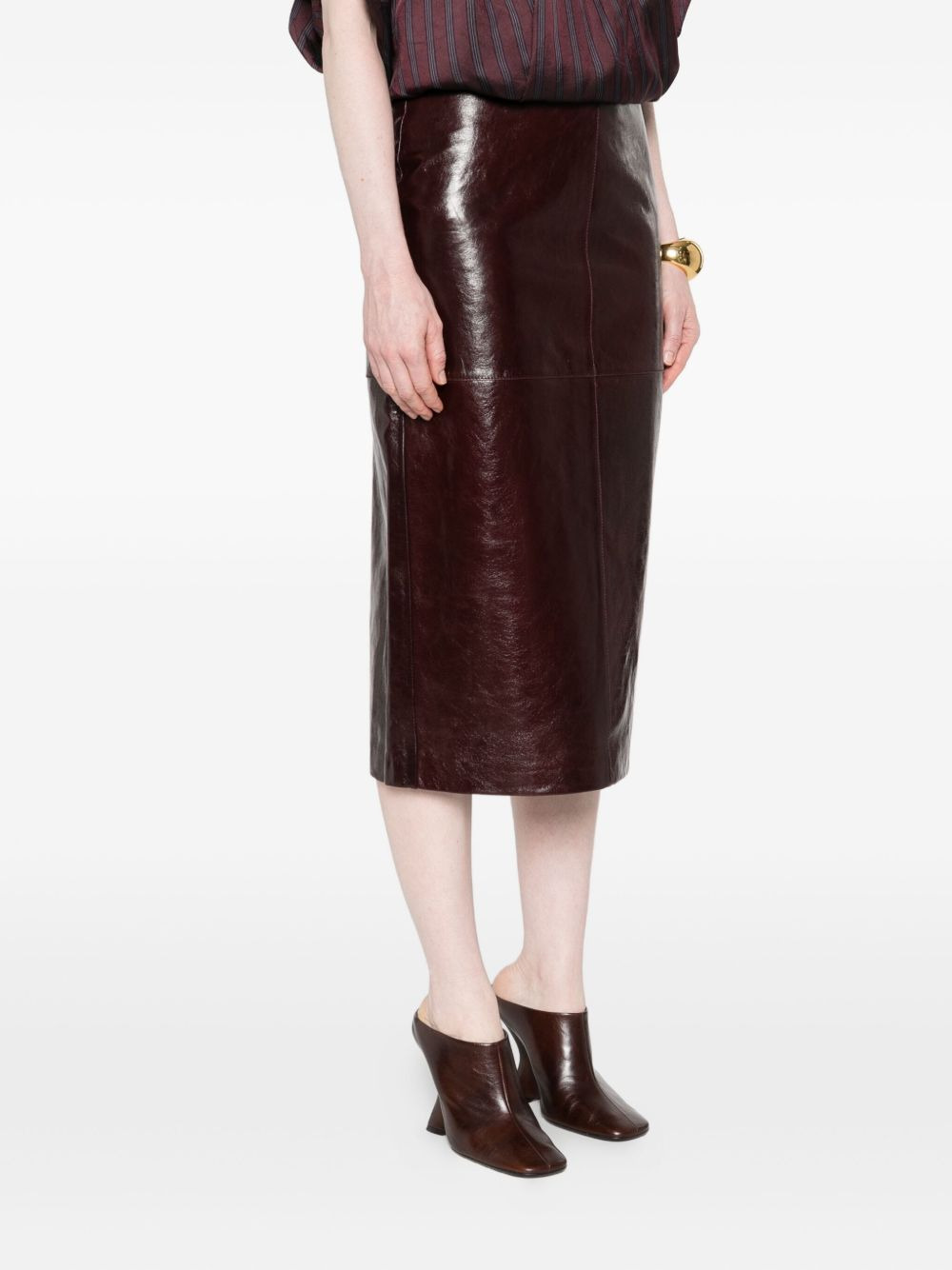 Afa leather panelled skirt - 3