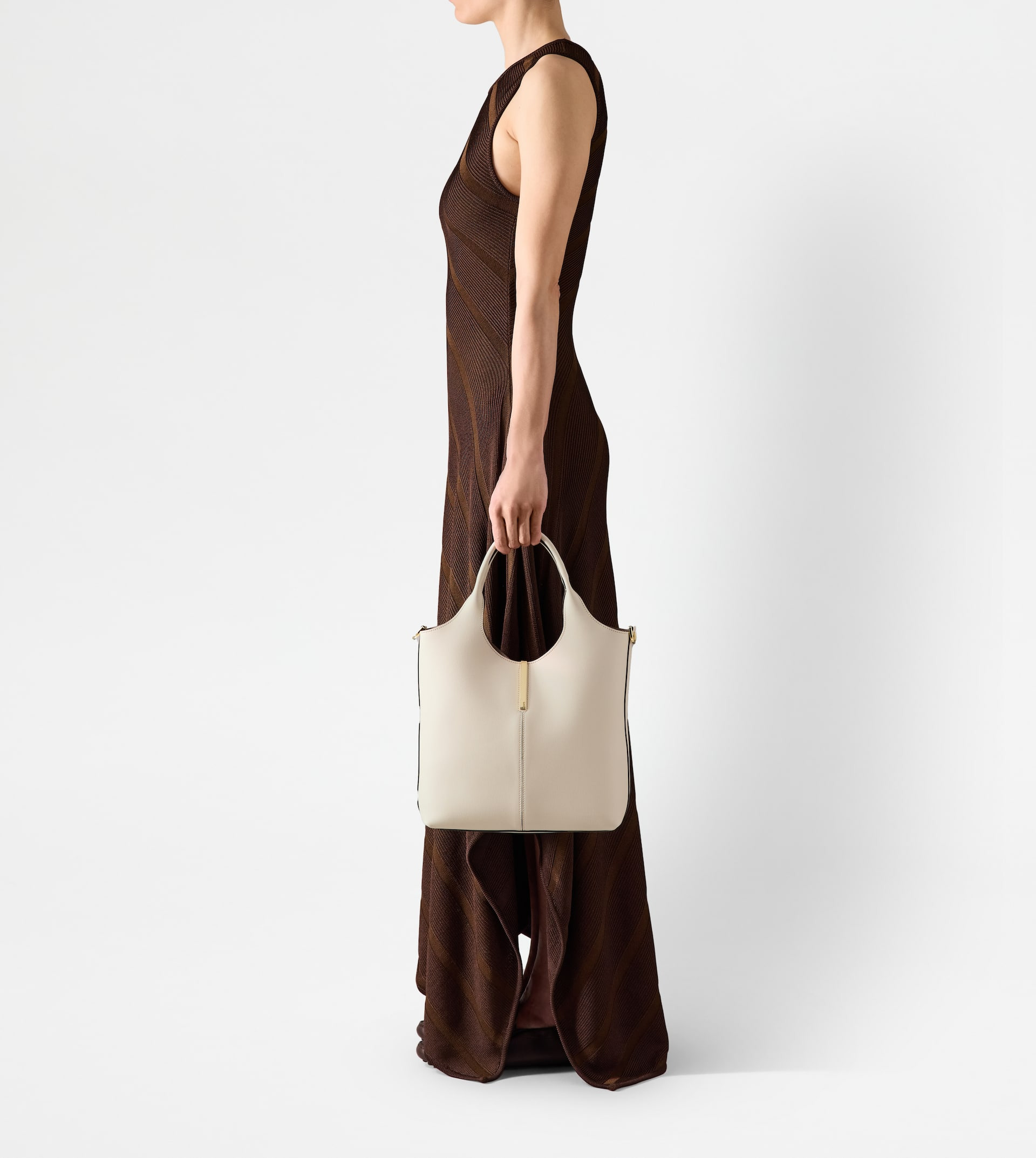 TOTE SHOPPING BAG IN LEATHER SMALL - WHITE - 7