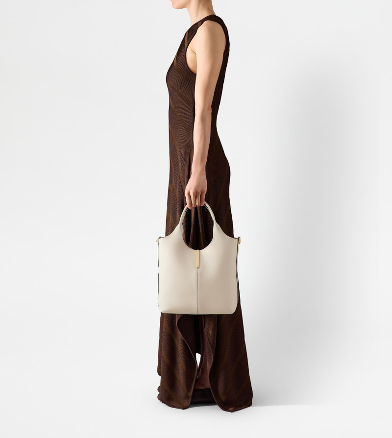 TOTE SHOPPING BAG IN LEATHER SMALL - WHITE 7