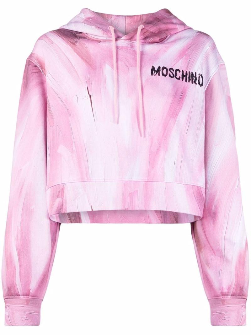 brushstroke-print cropped hoodie 1