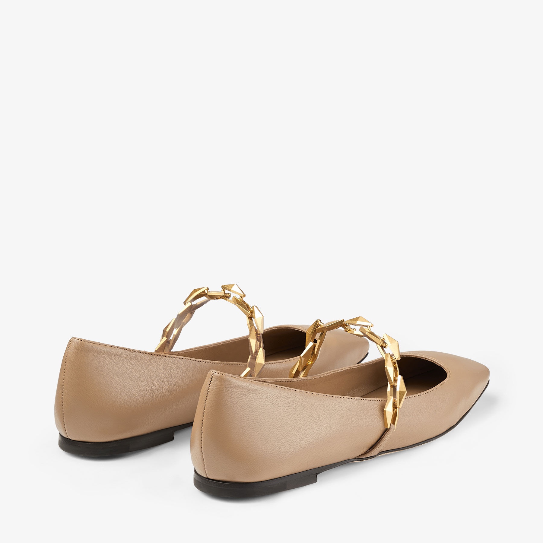 Diamond Tilda Flat
Biscuit Nappa Leather Flats with Diamond Chain - 6