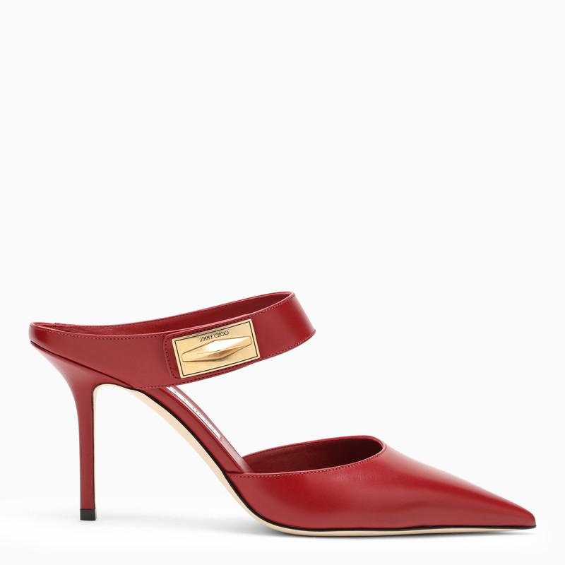 JIMMY CHOO NELL MULE 85 CRANBERRY RED - 2