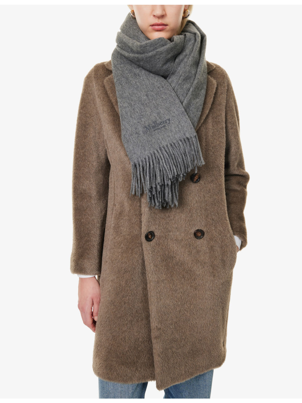 Solid logo-embroidered merino-wool scarf - 2