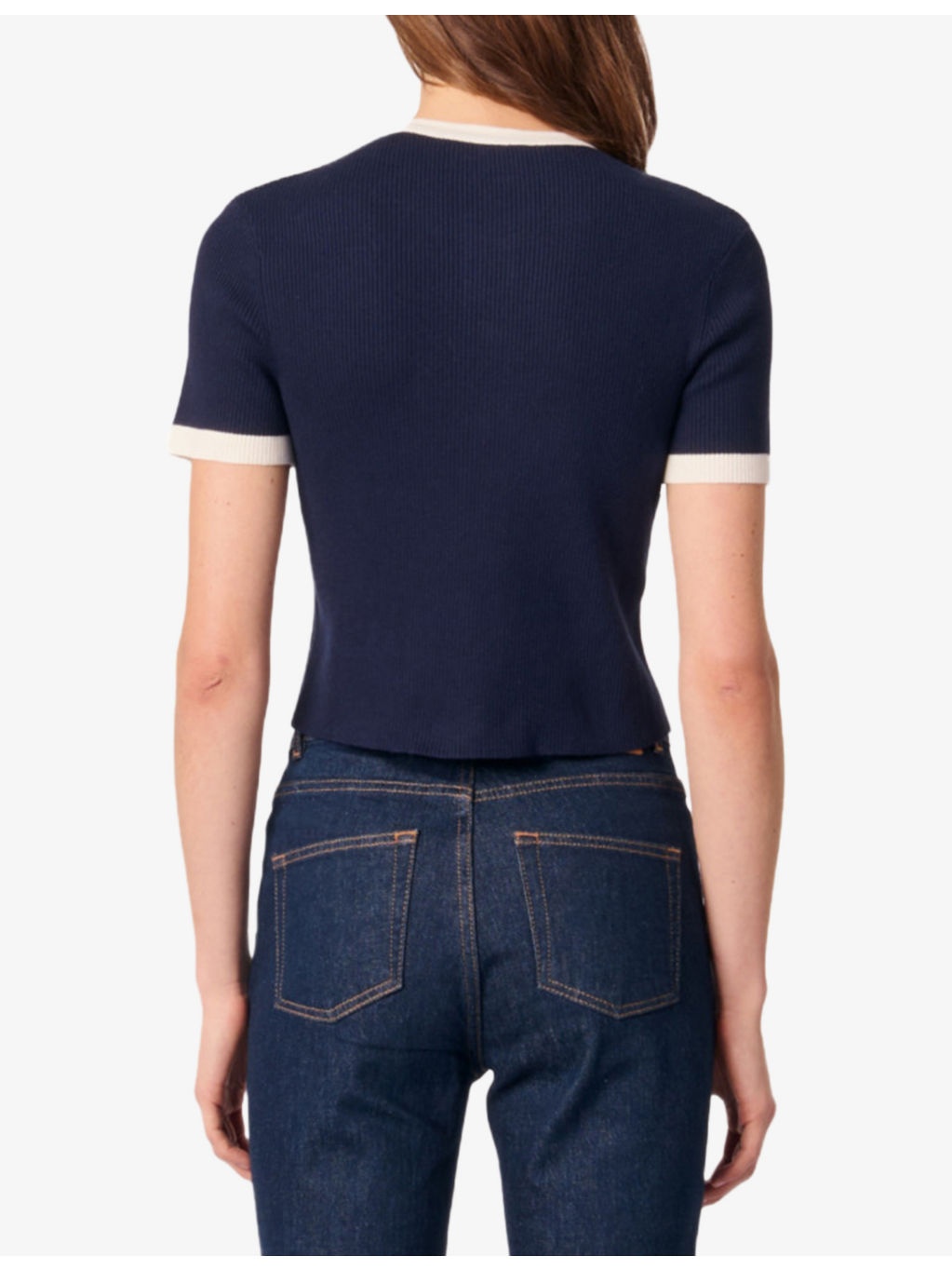 Short-Sleeved Contrast-Trim Knitted Cardigan - 4