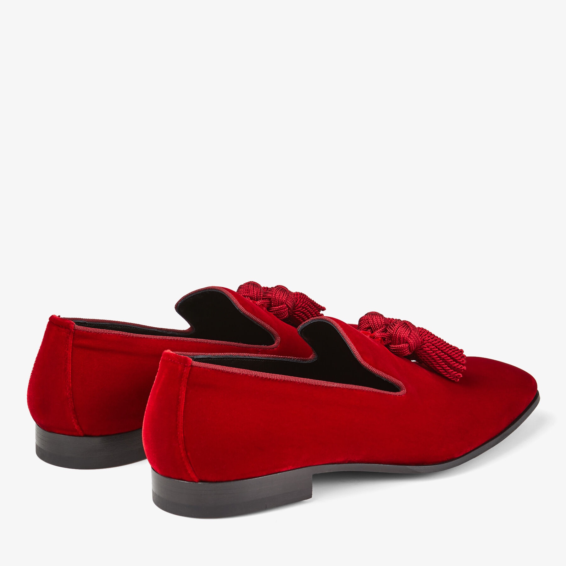 Foxley/M
Red Velvet Slip-On Shoes with Tassel - 4