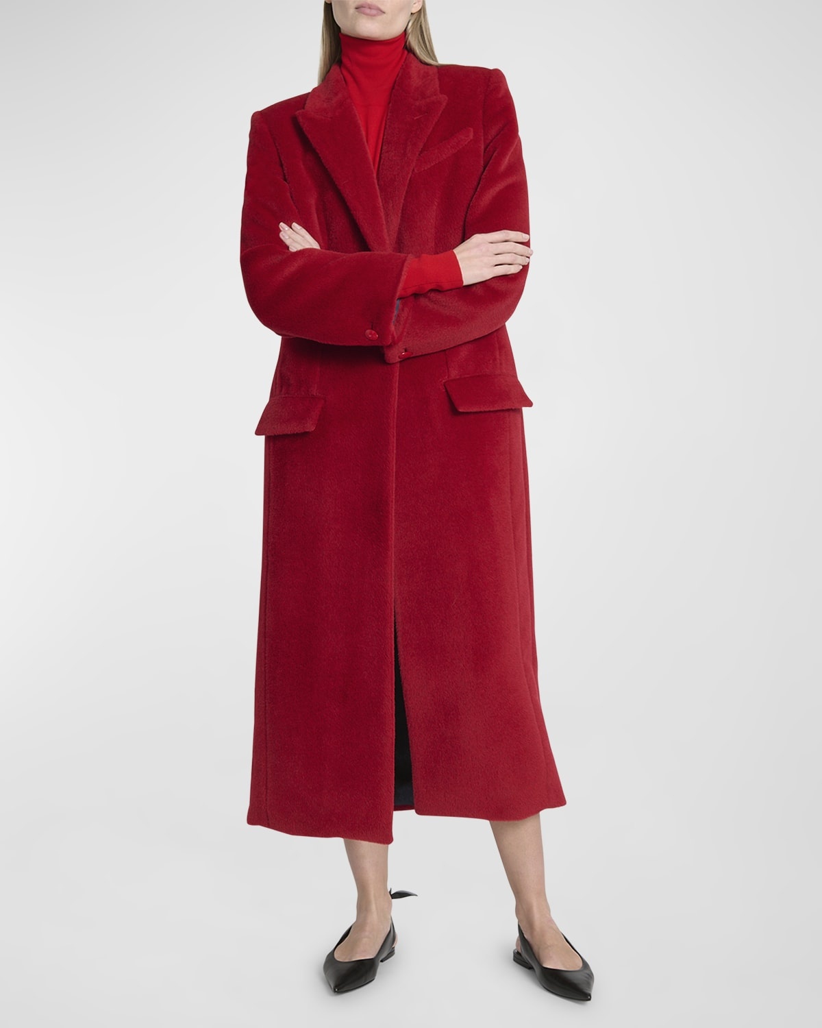 Long Single-Breasted Wool Coat - 7