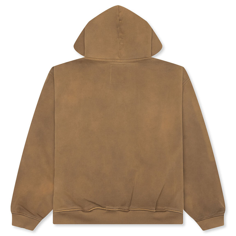 KidSuper PATCHWORK FACE HEAVYWEIGHT ZIP UP HOODIE - DARK BROWN outlook