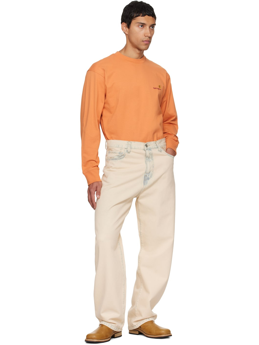 Orange American Script Long Sleeve T-shirt - 4