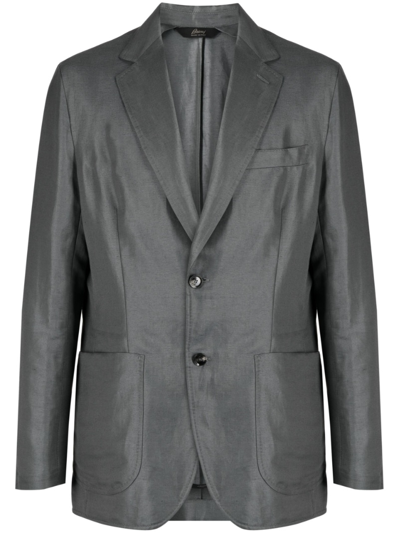 single-breasted linen-blend tailored jacket - 1