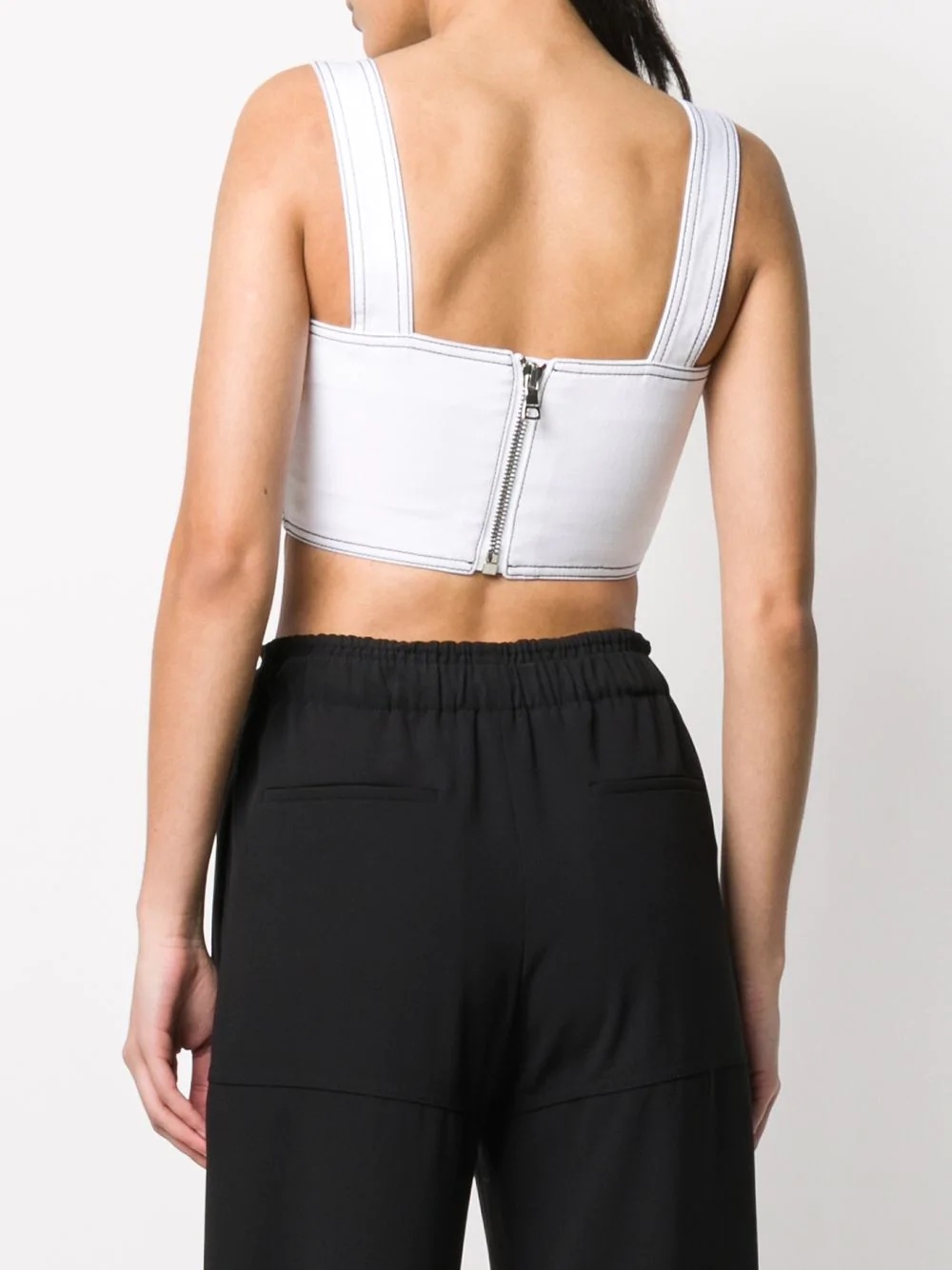 contrast stitch crop top - 4