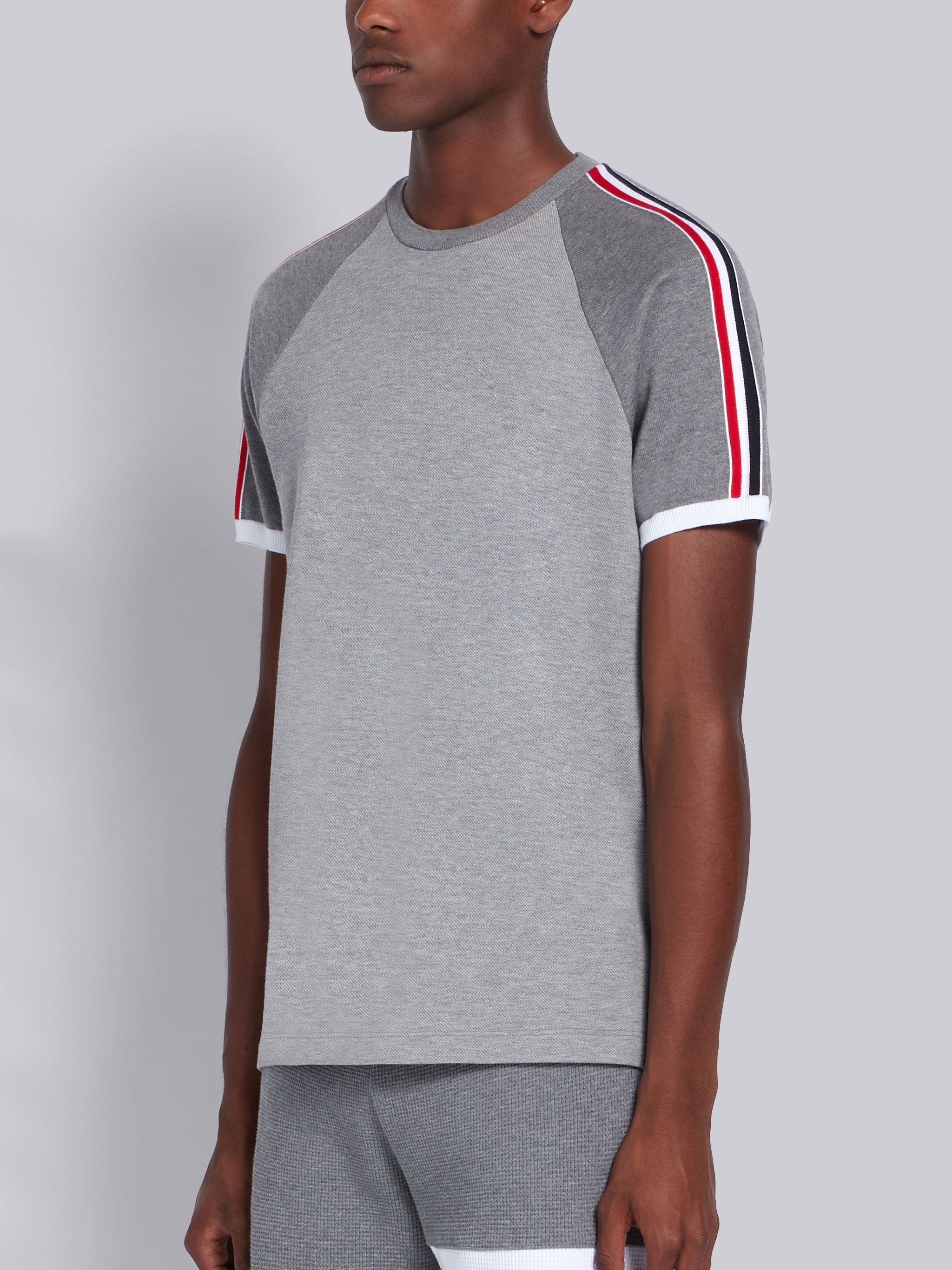 Light Grey Classic Pique RWB Detailing T-shirt - 2