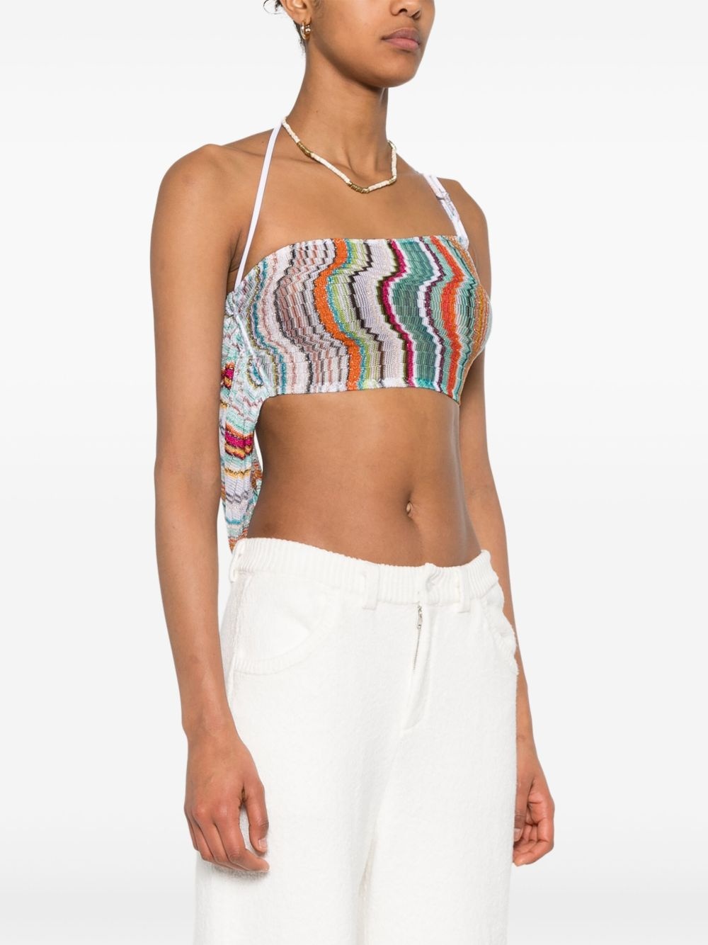 zigzag woven design top - 3