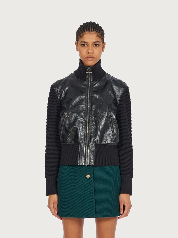 KNIT AND LEATHER BLOUSON - 2