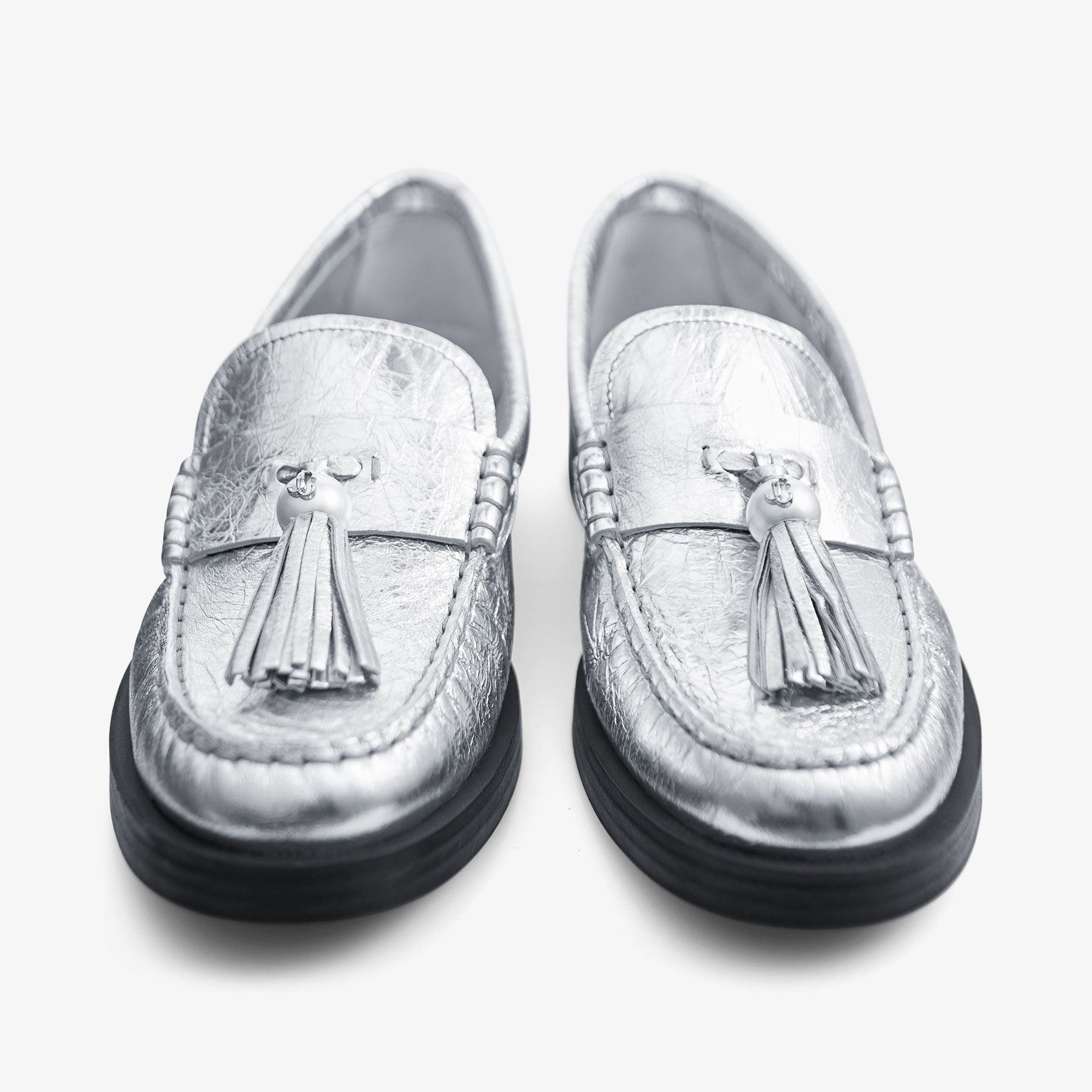 Addie/Pearl
Silver Metallic Leather Loafers - 5