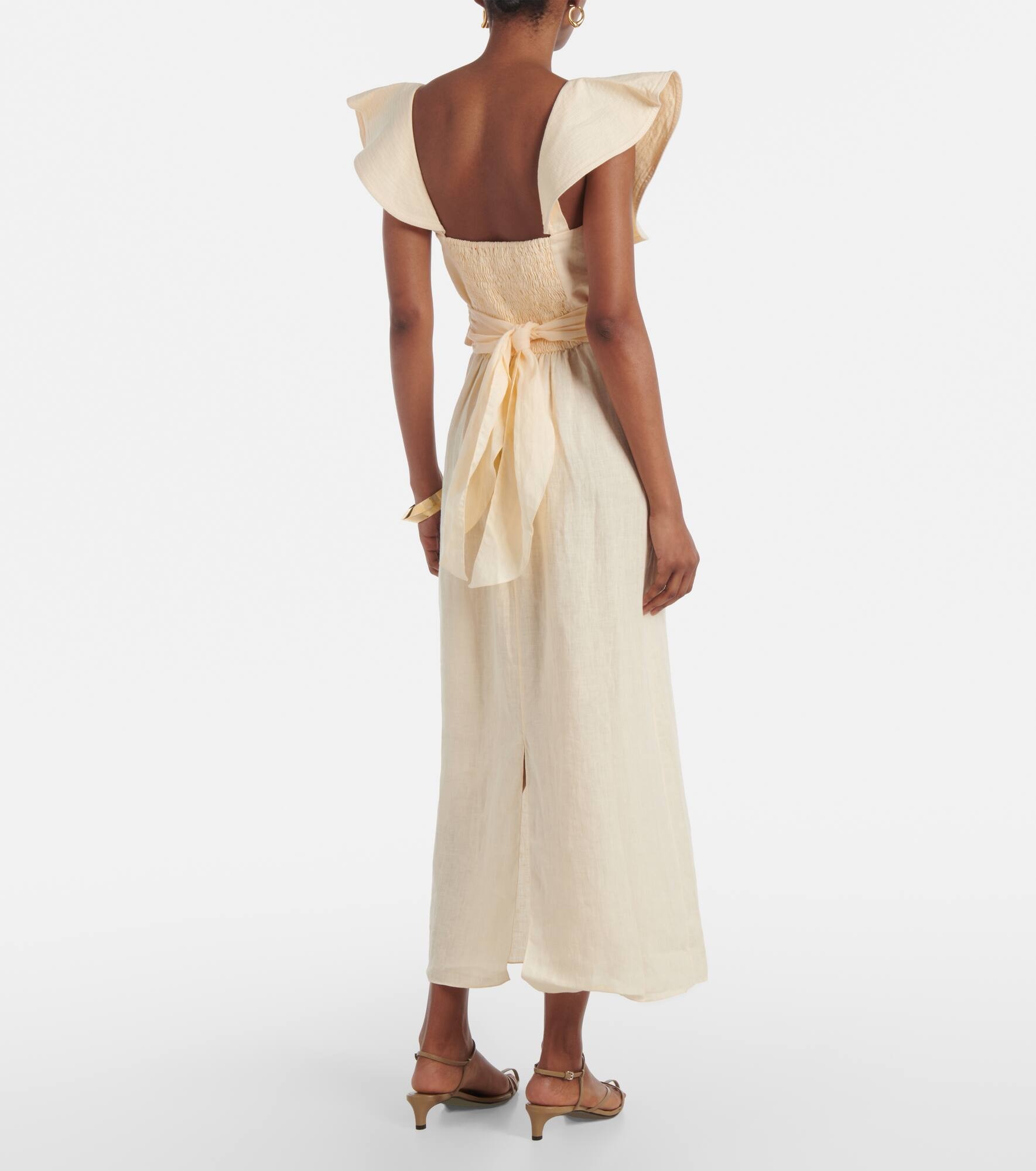 Ruffled linen midi dress - 3