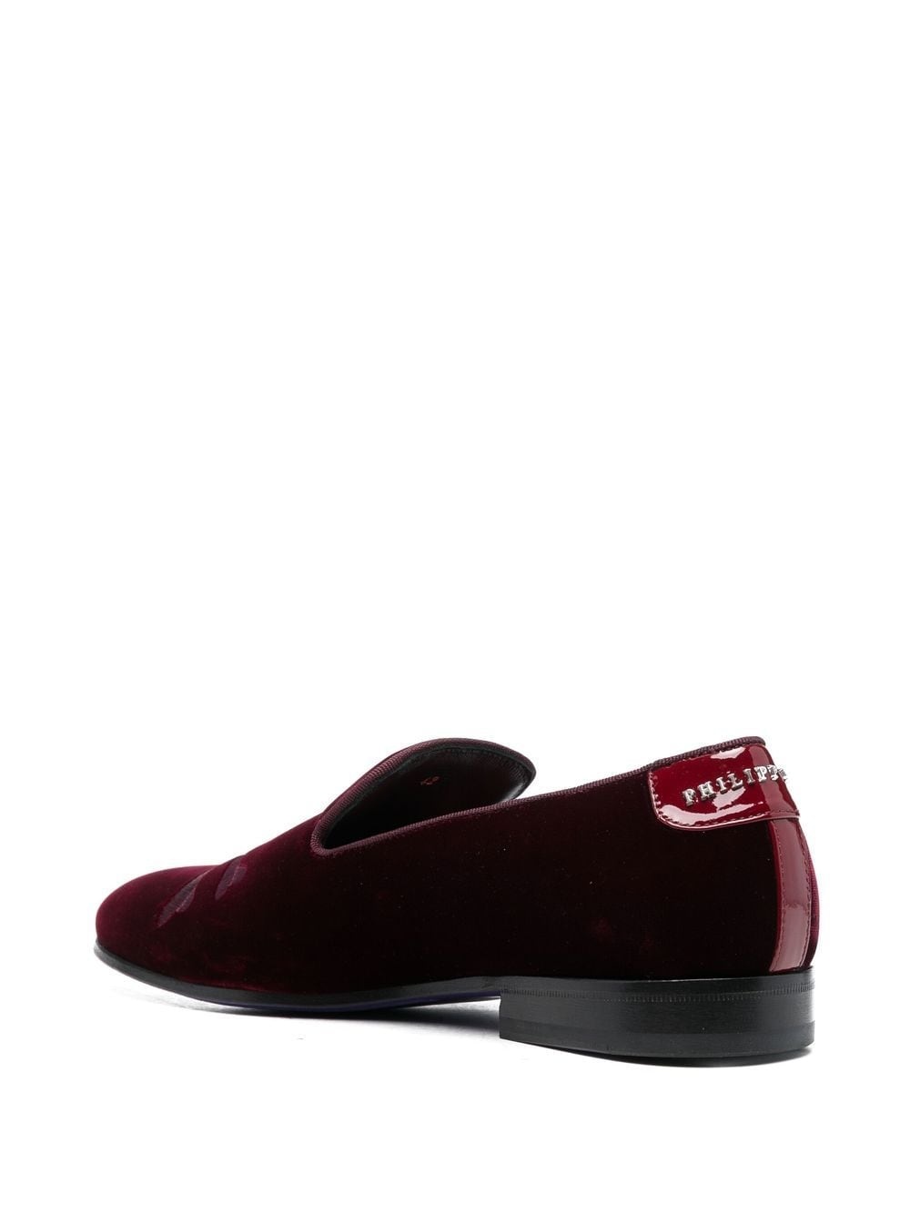 20mm skull embroidered velvet loafers - 3