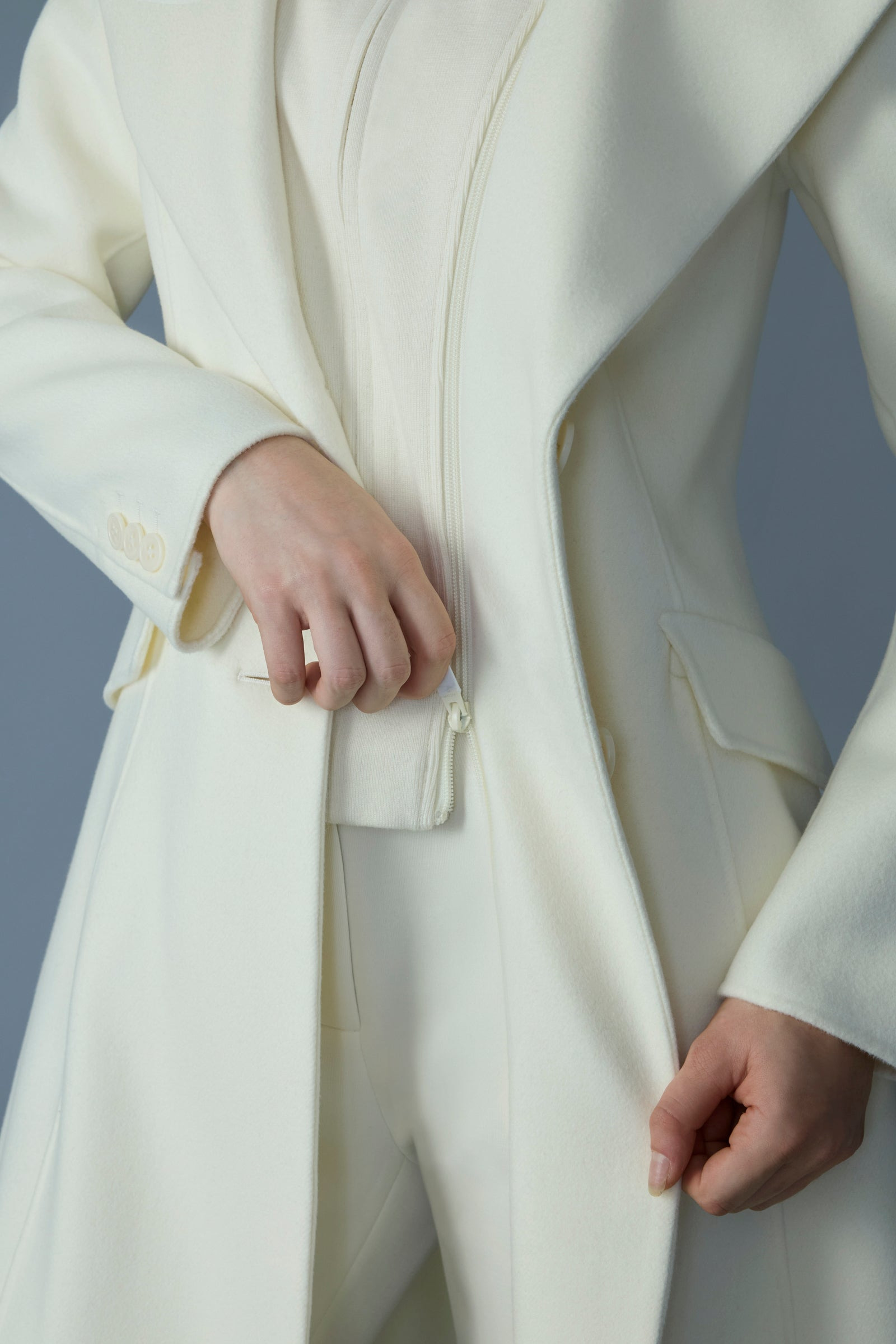 GLORIA Handmade Wool Blend Coat with Removable Bib - 5