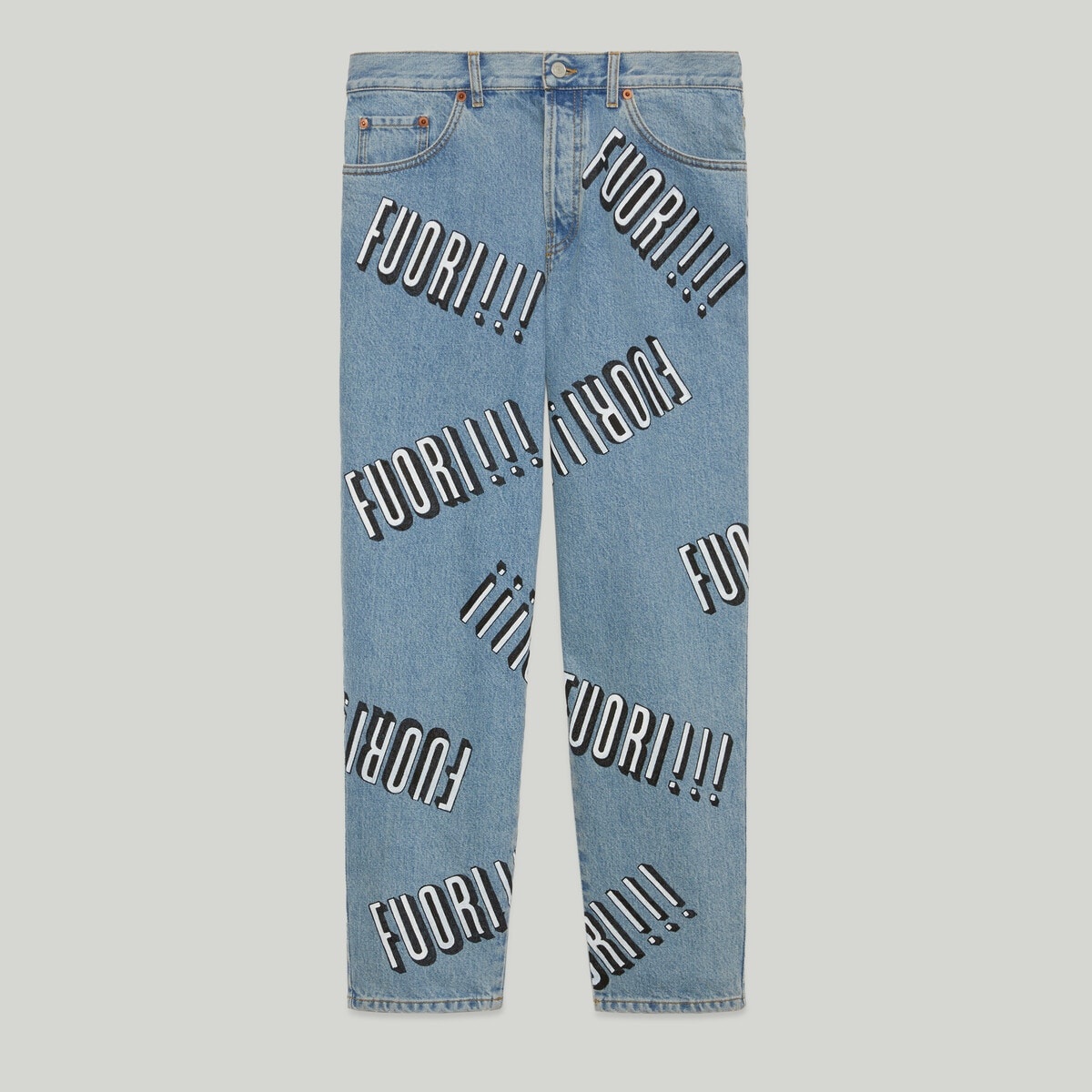 Denim carrot pant with Fuori!! print - 1