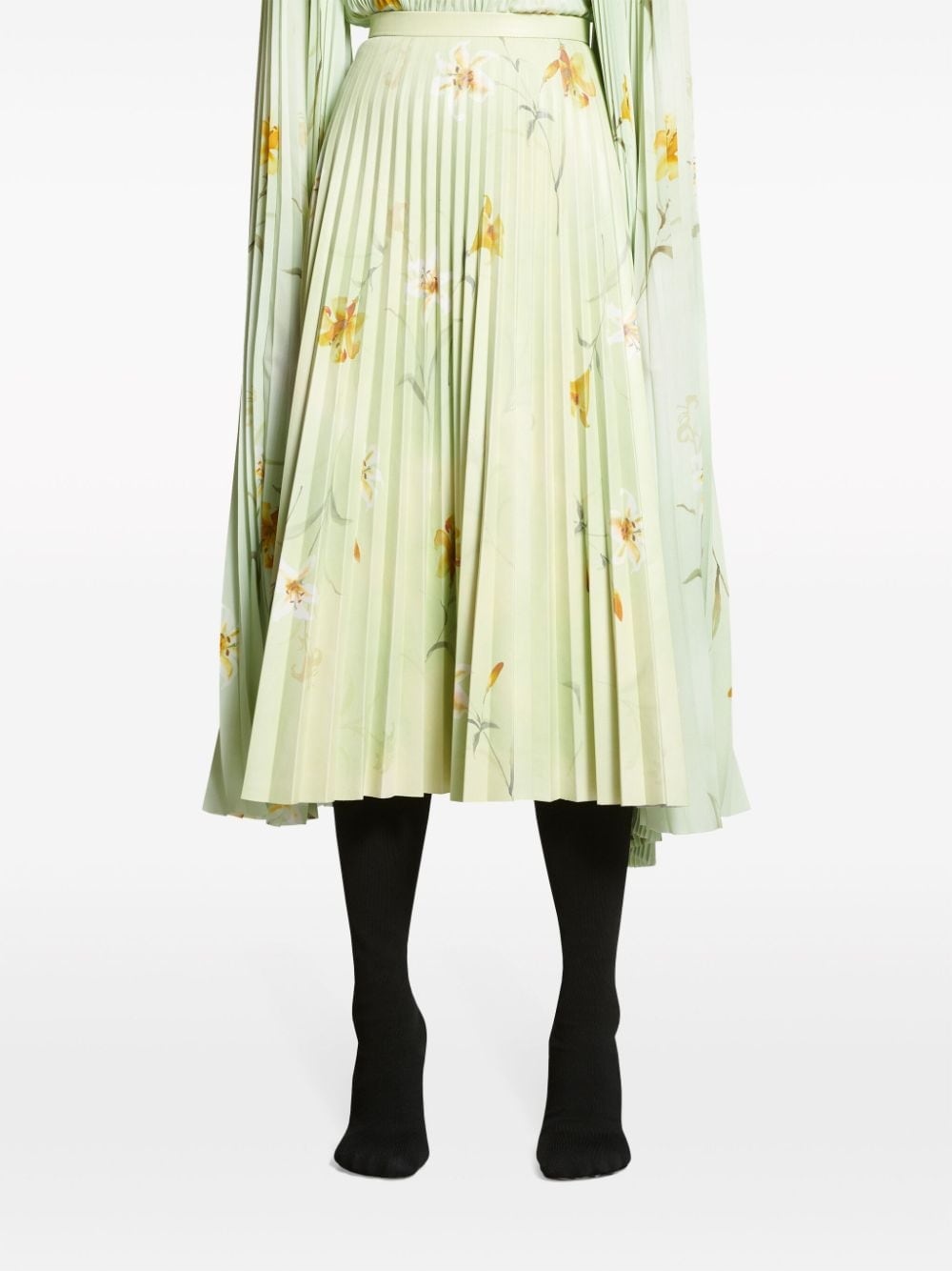floral-print pleated midi skirt - 5