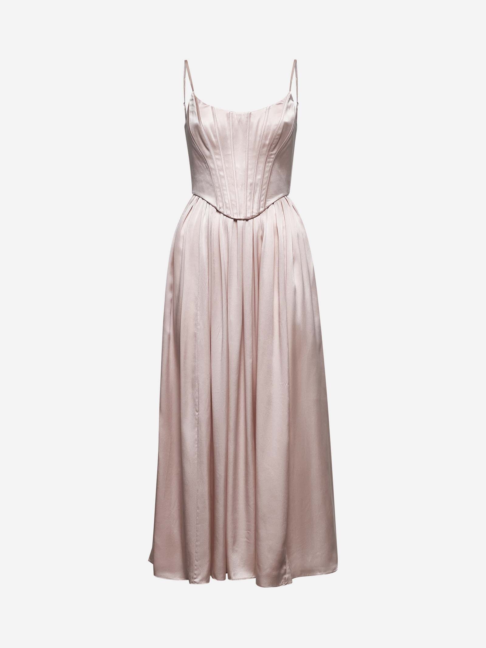Pink silk corset midi dress - 1